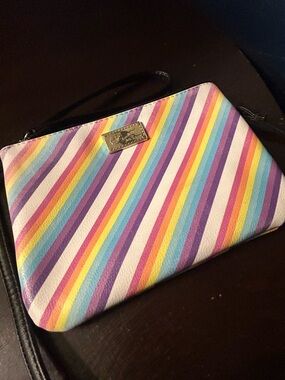 Betsey Johnson “Luv Betsey” Rainbow Striped Wristlet Clutch